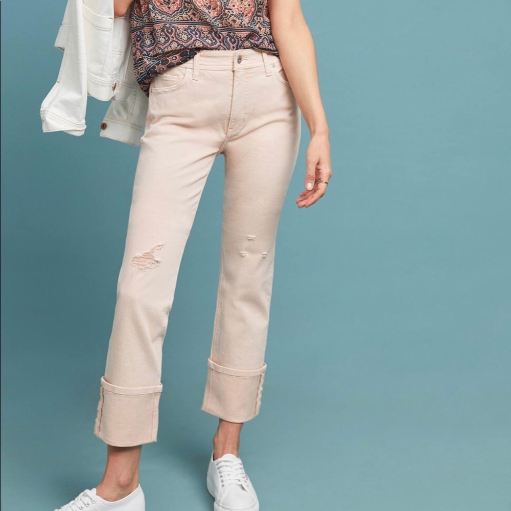 Anthropologie Slim Straight Light Pink Jeans